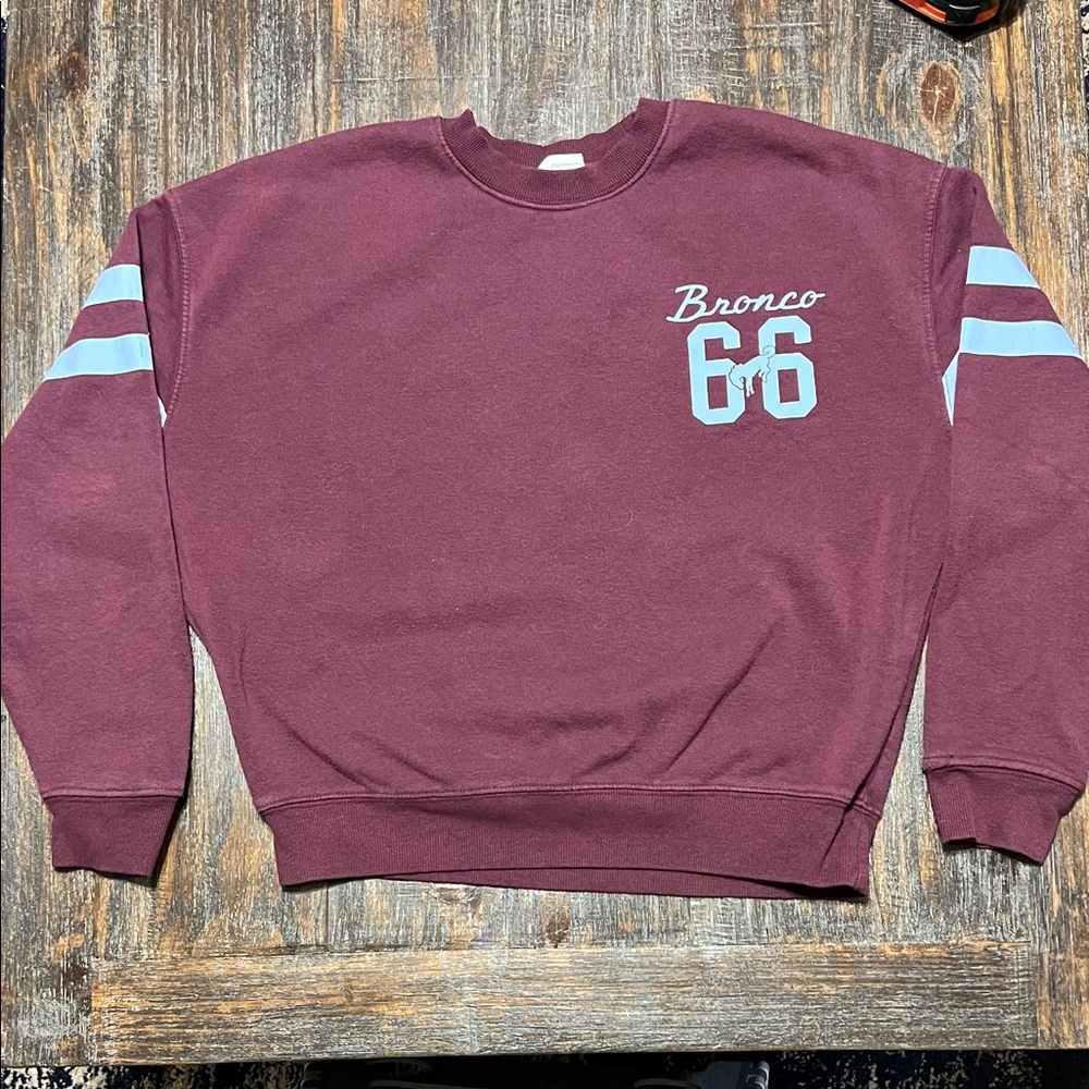 Ford Maroon Crewneck Sweatshirt with Light Blue 'Bronco 66'